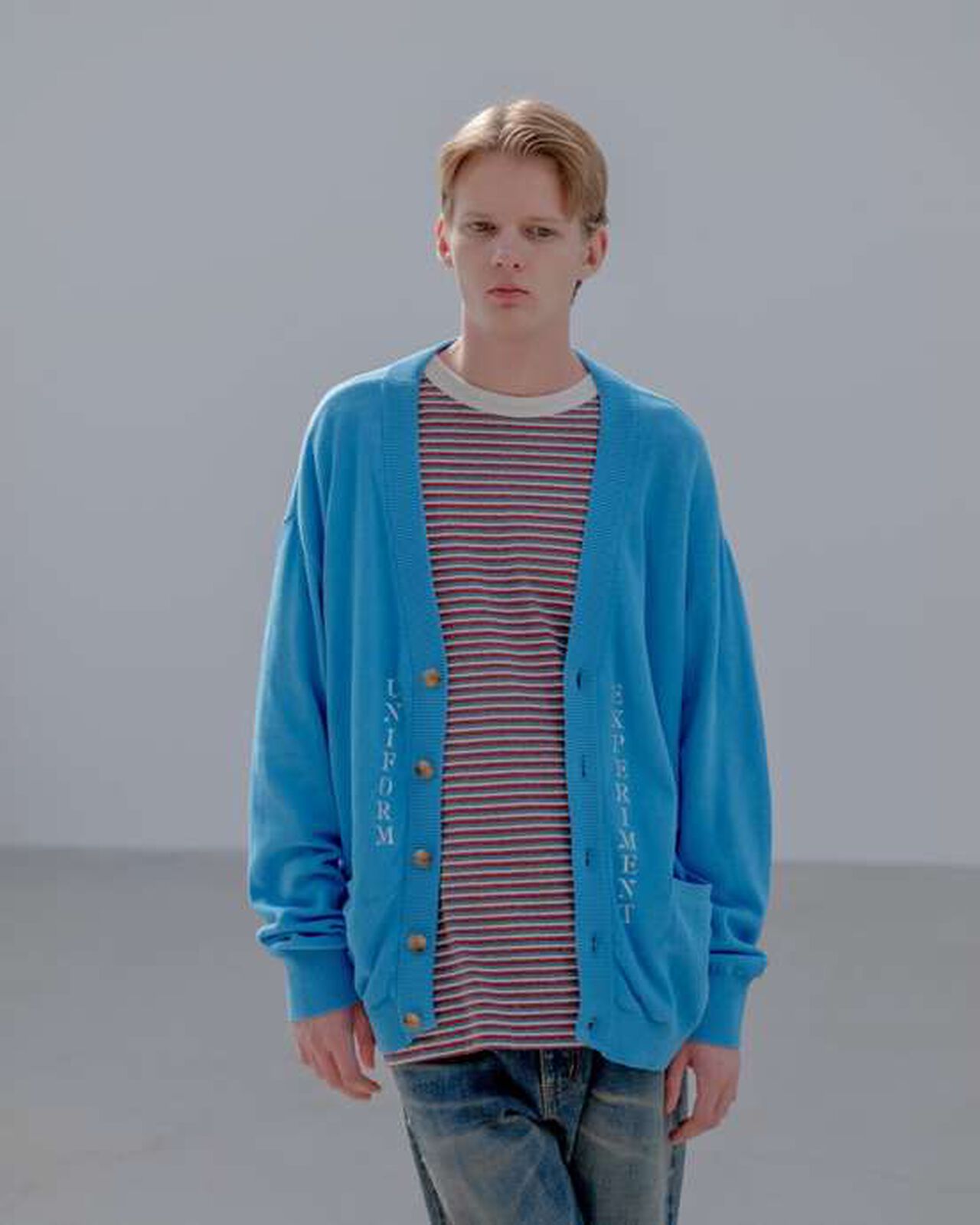 STENCIL LOGO CARDIGAN,LIGHT BLUE, large image number 3