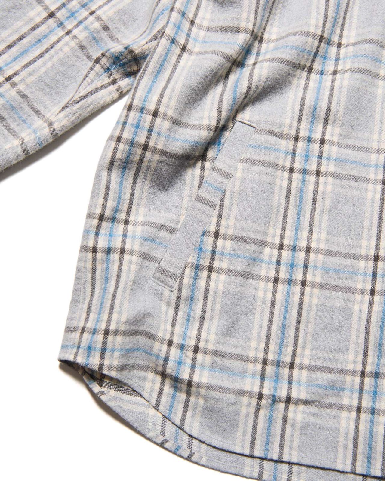 FLANNEL CHECK RIBBED SHIRT,LIGHT GRAY, large image number 3