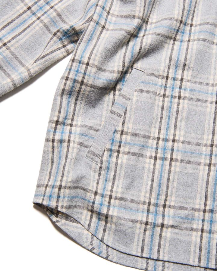 FLANNEL CHECK RIBBED SHIRT,LIGHT GRAY, medium image number 3