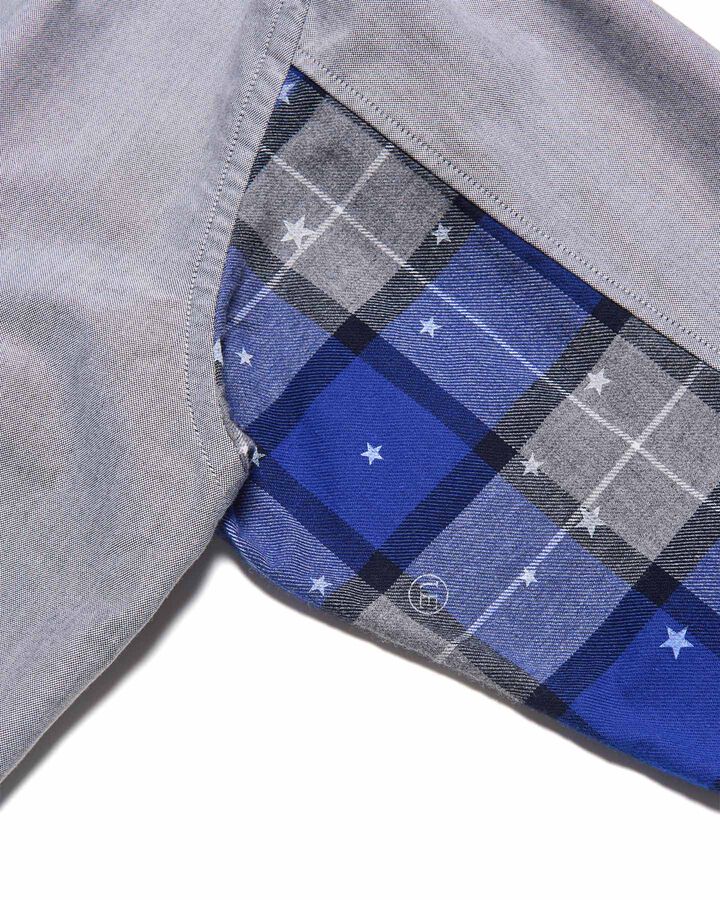STAR PRINT CHECK PANELED B.D SHIRT,BLACK, medium image number 2