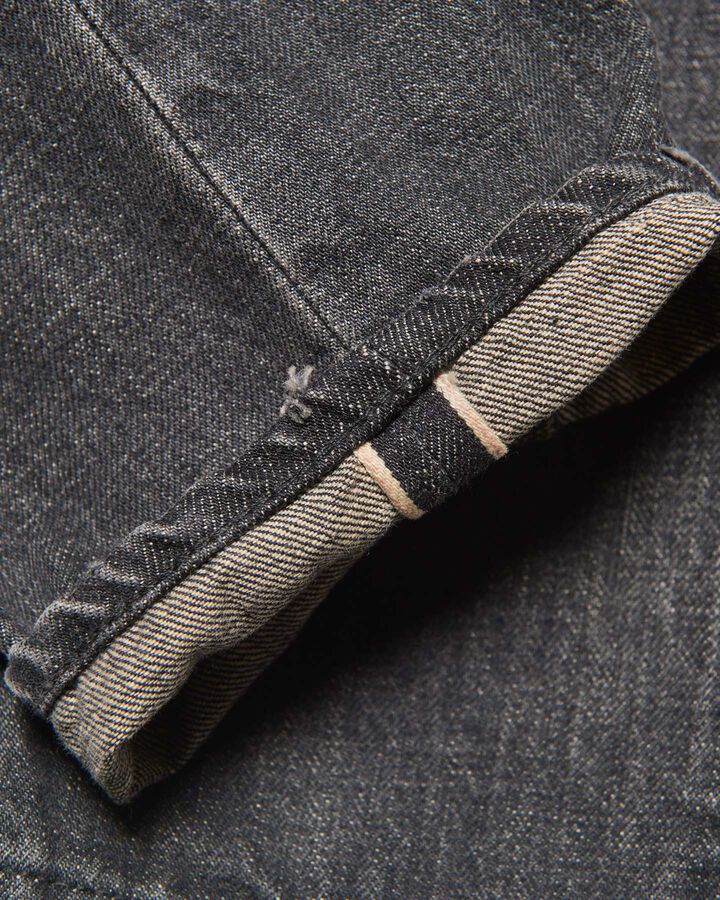 DAMAGED DENIM TAPERED-FIT JEANS,BLACK, medium image number 7