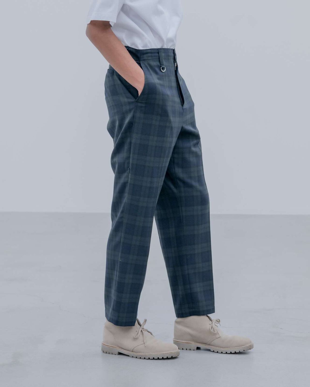 STRETCH WOOL SIDE POCKET TAPERED PANTS,NAVY, large image number 9