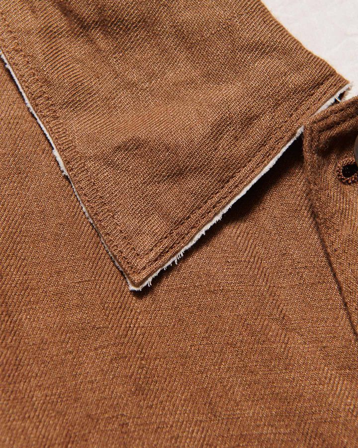 BRUSHED LINEN CUT-OFF JACKET,BROWN, medium image number 3