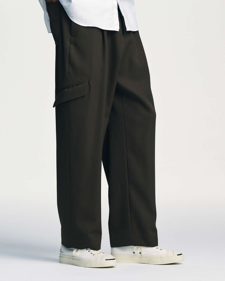 DOESKIN WOOL SIDE POCKET SLACKS,BLACK, medium image number 4