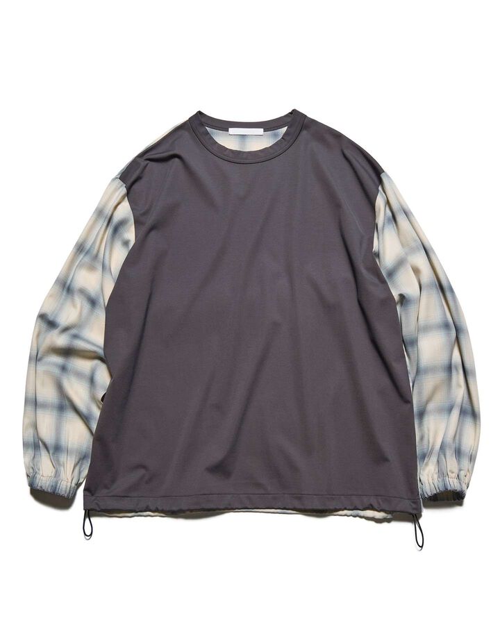 FABRIC-MIX L/S TOP,OFF WHITE, medium