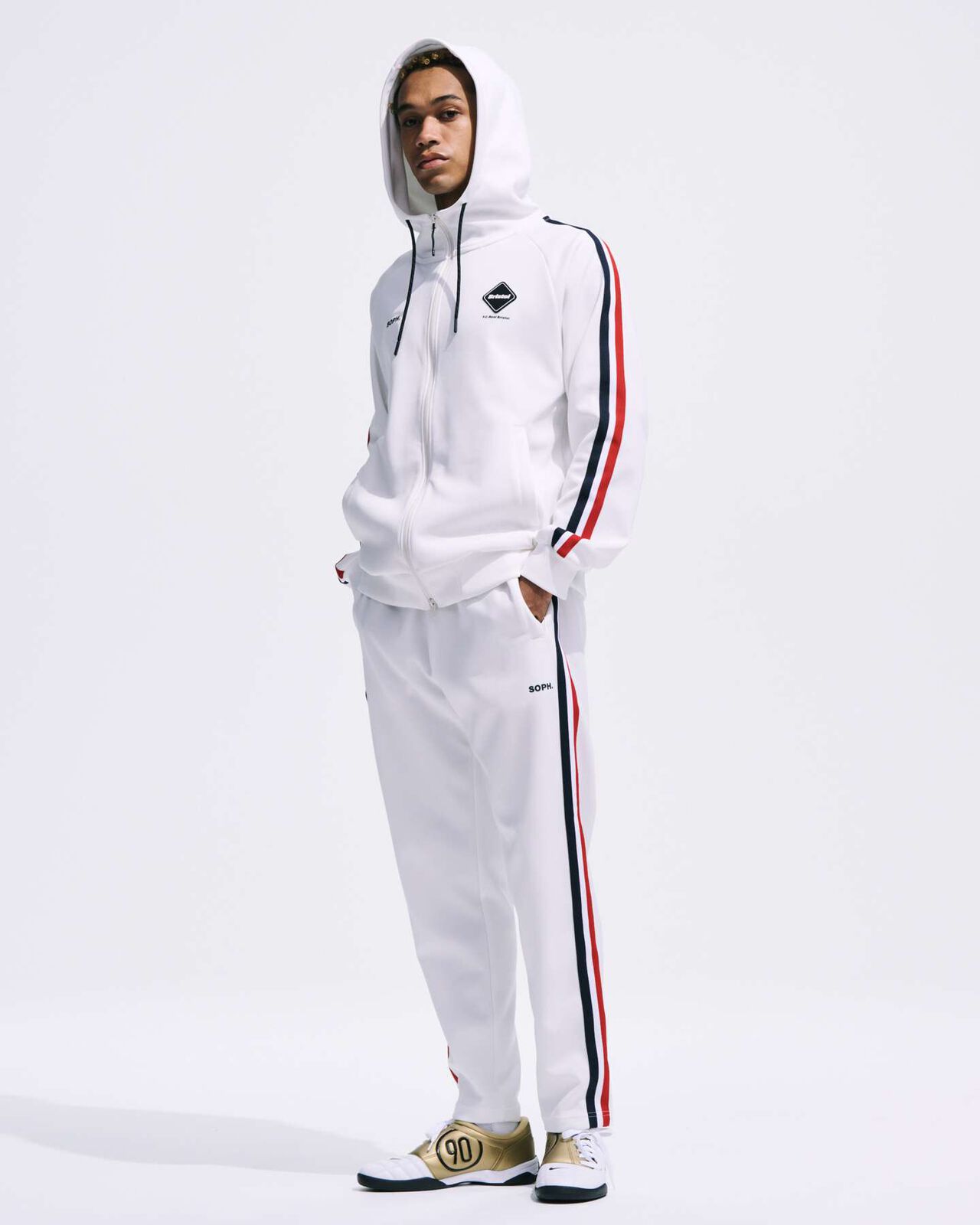 TRAINING TRACK ZIP-UP HOODIE,NAVY, large image number 6