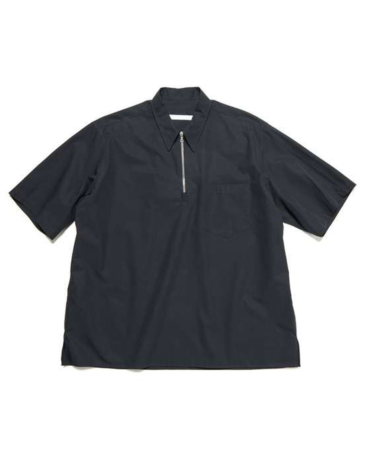 ORGANIC COTTON HALF ZIP S/S SHIRT,BLACK, large image number 0