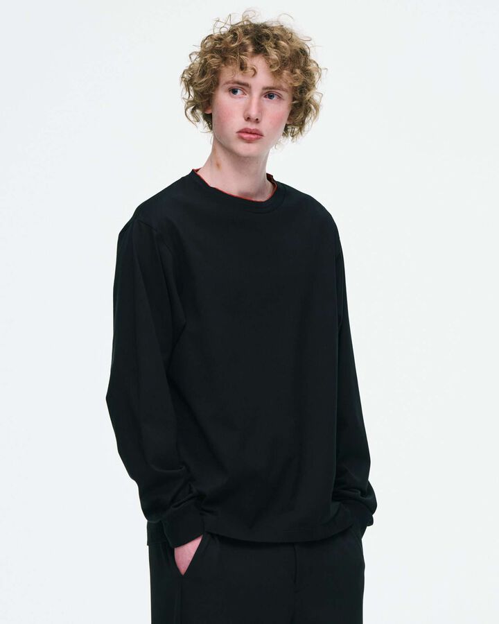 LUSTER COTTON DOUBLE RIB L/S TEE,GRAY, medium image number 4