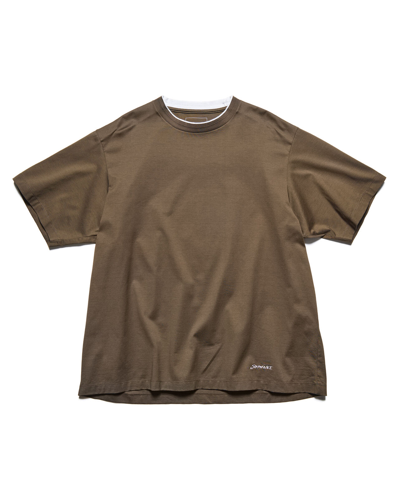 LUSTER COTTON DOUBLE RIB WIDE TEE,BROWN, large image number 0