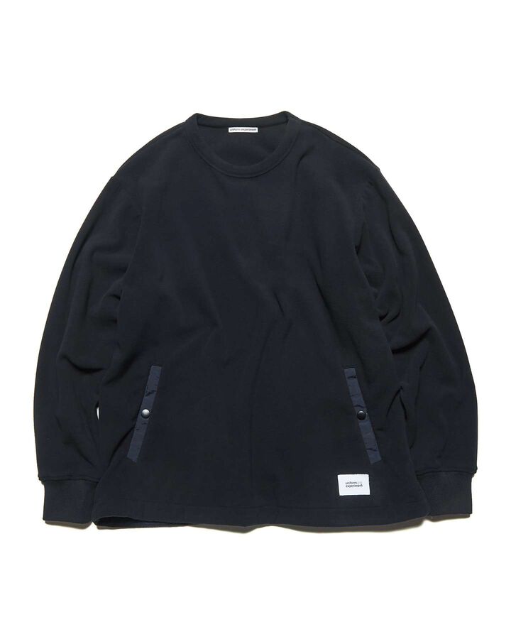 FLEECE CREWNECK TOP,BLACK, medium