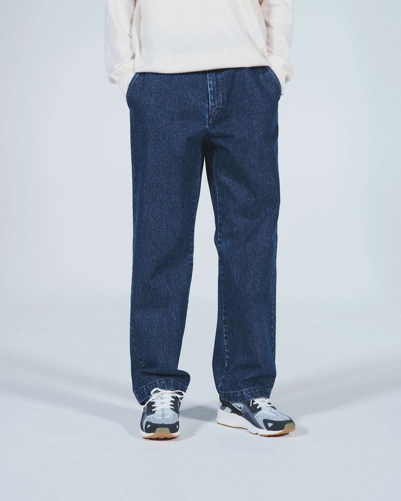 WASHED DENIM STRAIGHT PANTS,INDIGO, large image number 3