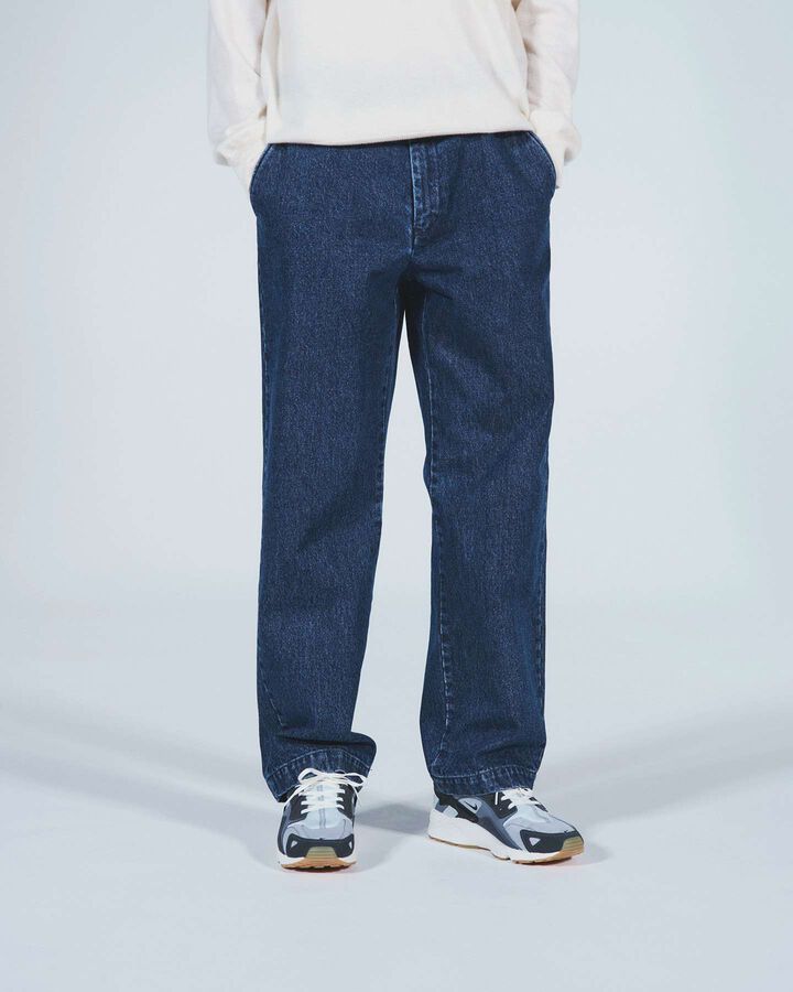 WASHED DENIM STRAIGHT PANTS,INDIGO, medium image number 3