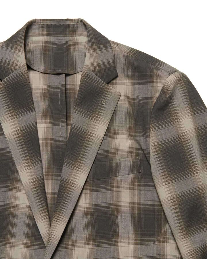 HIGH-TWIST OMBRE CHECK JACKET,BROWN, medium image number 2