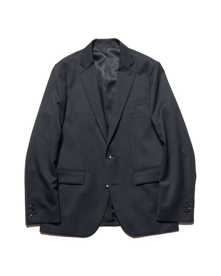 WOOL GABARDINE STANDARD 2-BUTTON JACKET,CHARCOAL GRAY, medium