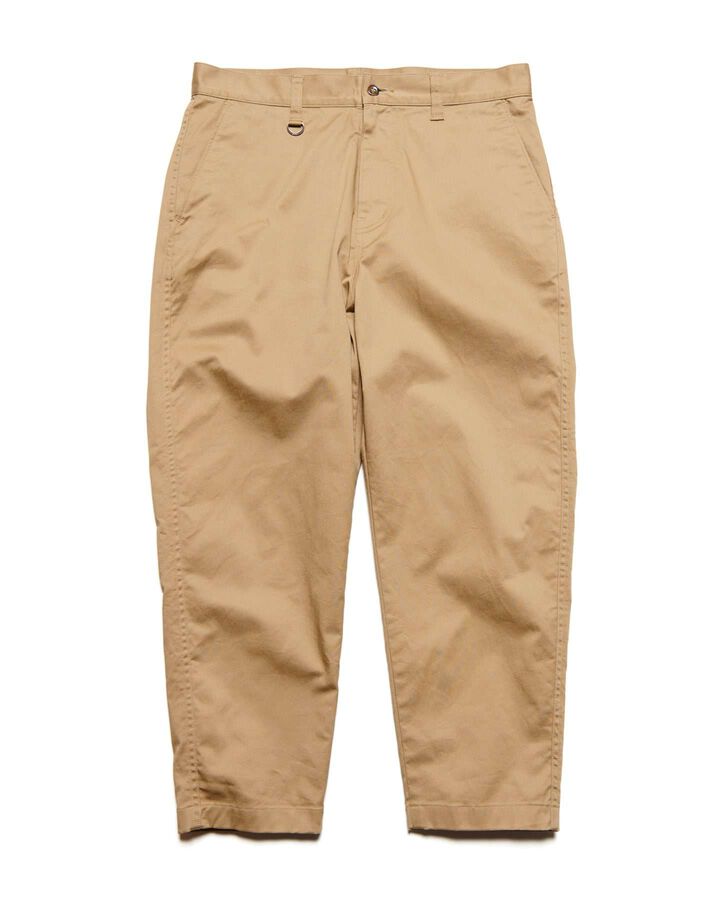 COTTON STRETCH TWILL TAPERED CROPPED PANTS,BEIGE, medium