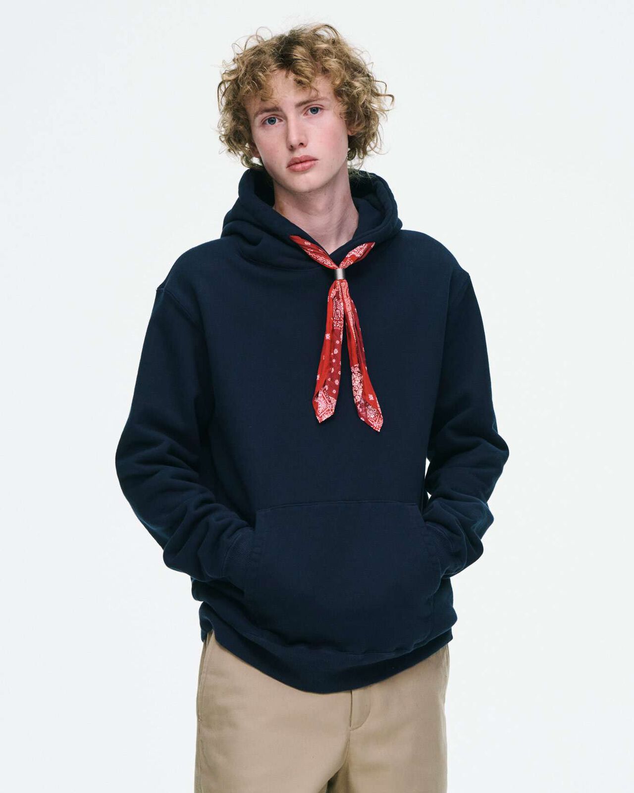 FABRIC CORD SWEAT HOODIE,BLACK, large image number 3