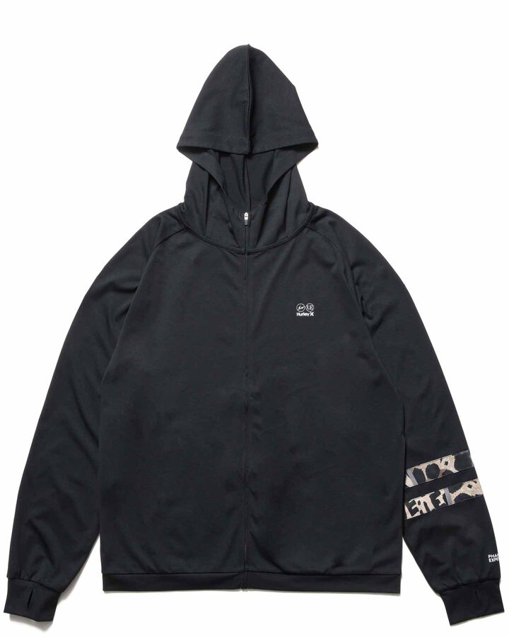 HURLEY AMPHIBIOUS PHANTOMRASH GUARD ZIP HOODIE,BLACK, medium image number 0