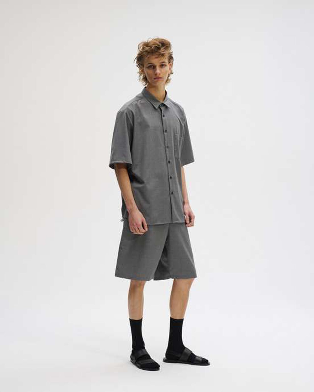 SUMMER STRETCH WOOL S/S SHIRT,GRAY, large image number 4
