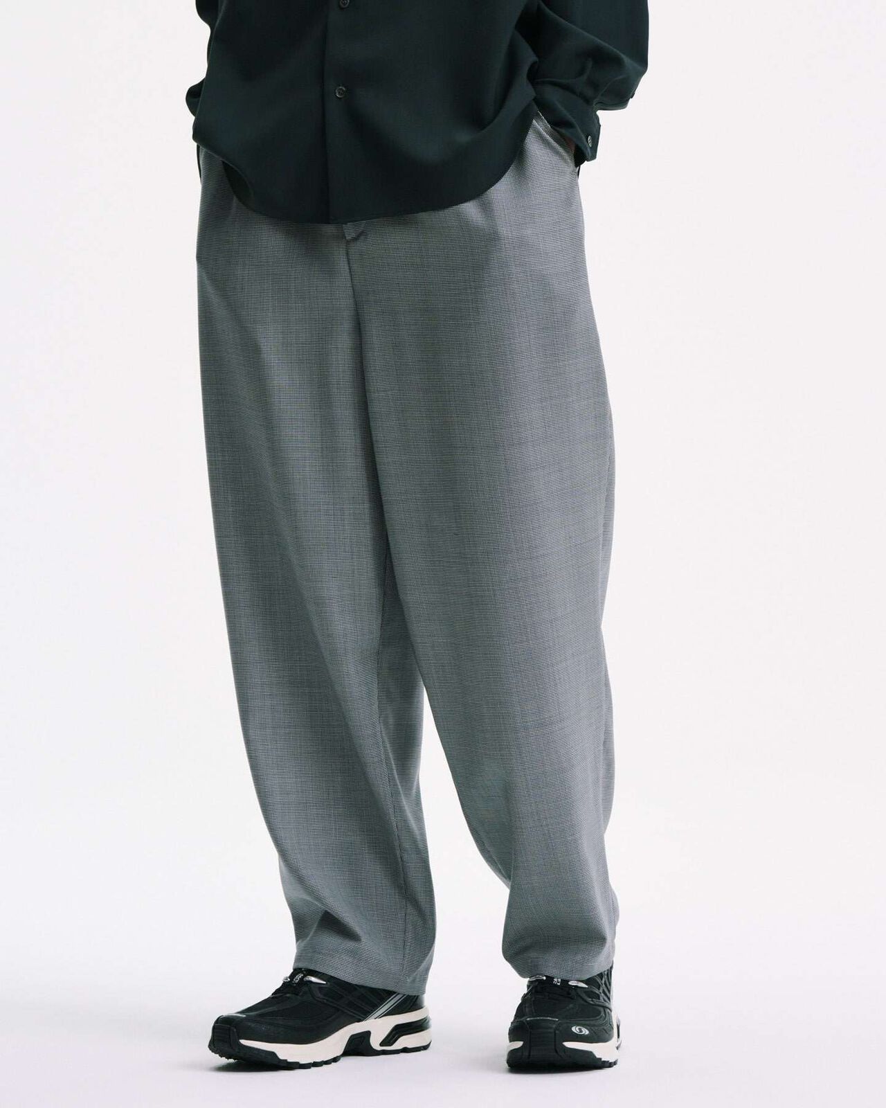 WASHABLE SUMMER WOOL TAPERED BOLD PANTS,BROWN, large image number 4
