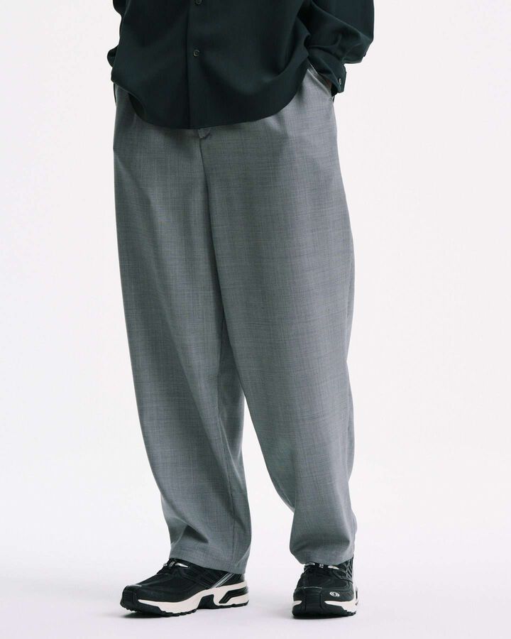 WASHABLE SUMMER WOOL TAPERED BOLD PANTS,BROWN, medium image number 4