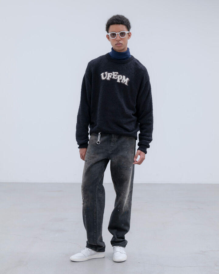 DAMAGED DENIM REGULAR-FIT JEANS,BLACK, medium image number 9
