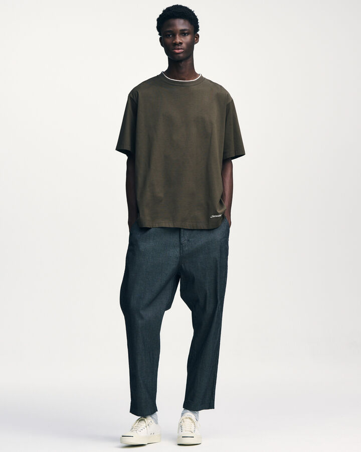 LUSTER COTTON DOUBLE RIB WIDE TEE,BLACK, medium image number 6