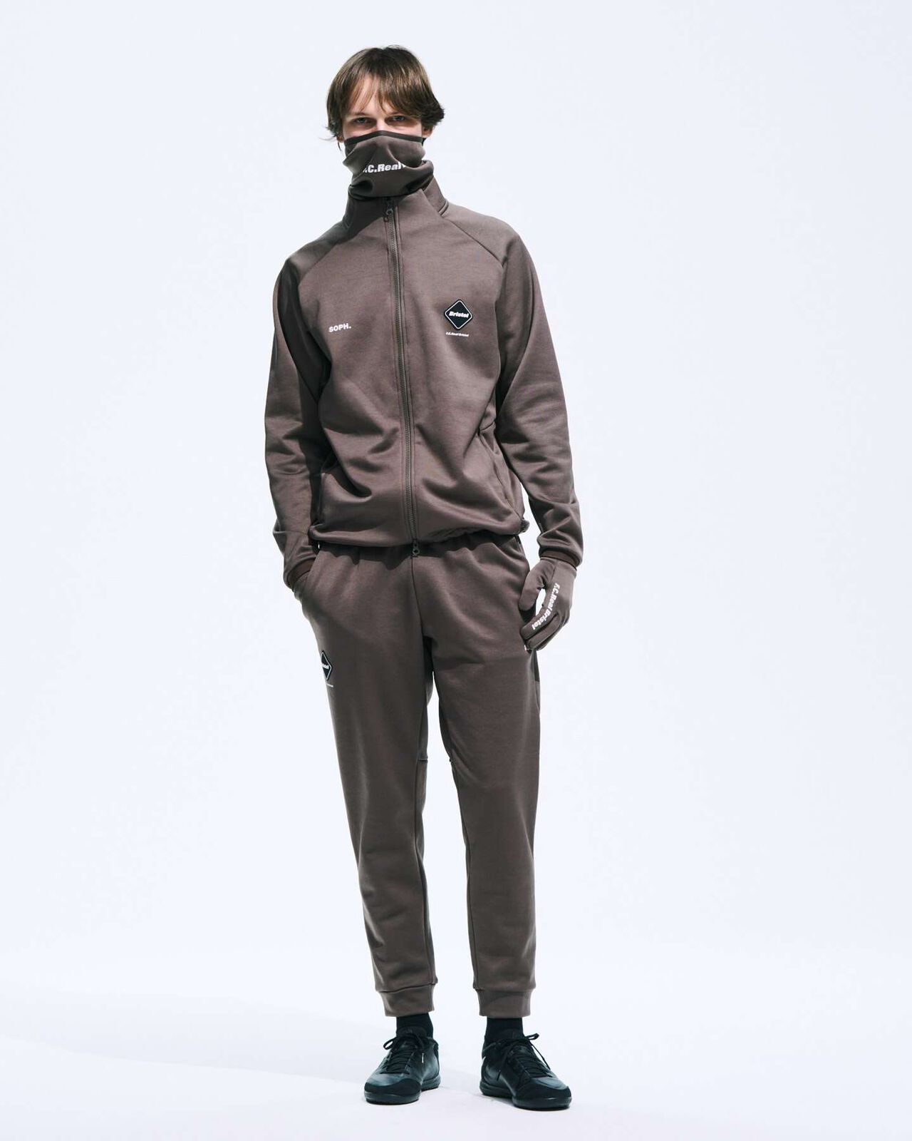 STRETCH FLEECE STAND COLLAR BLOUSON,MOCHA, large image number 7