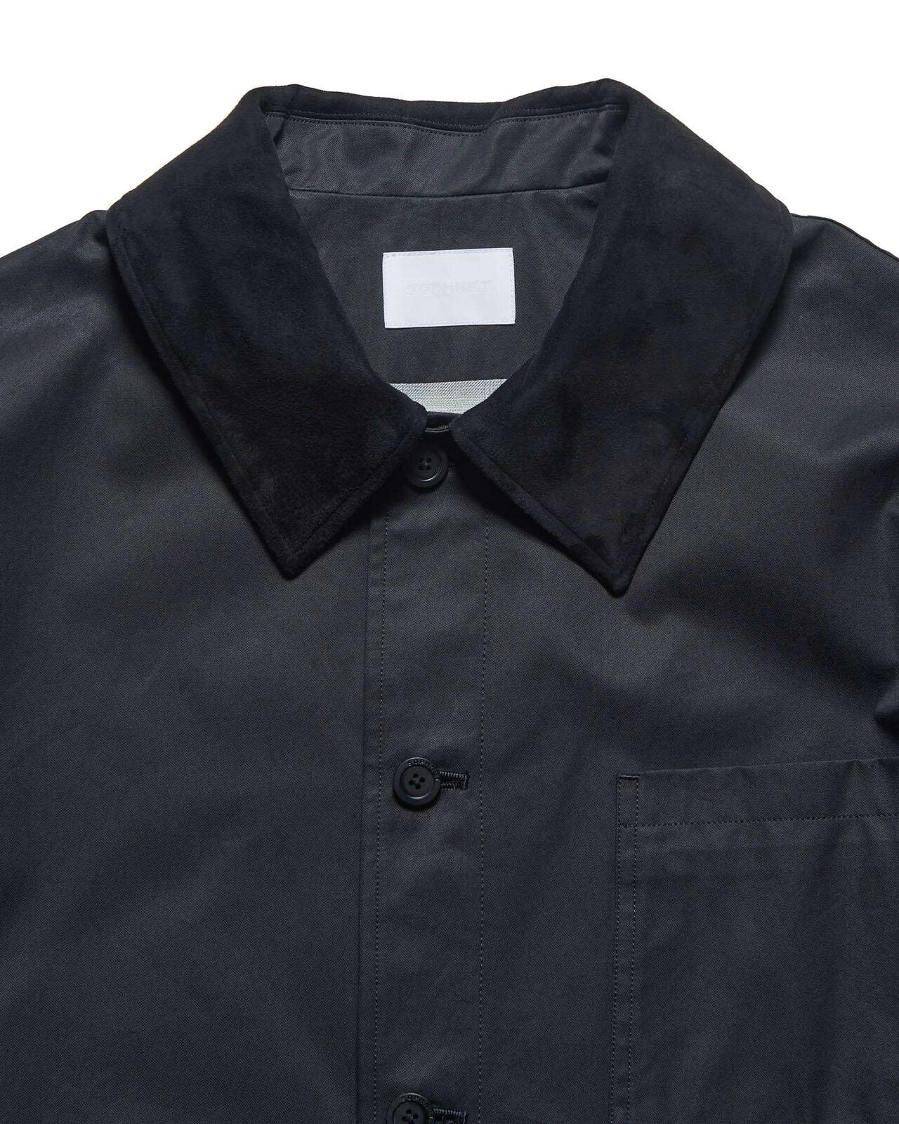 LEATHER COLLAR COVERALL,BLACK, large image number 2