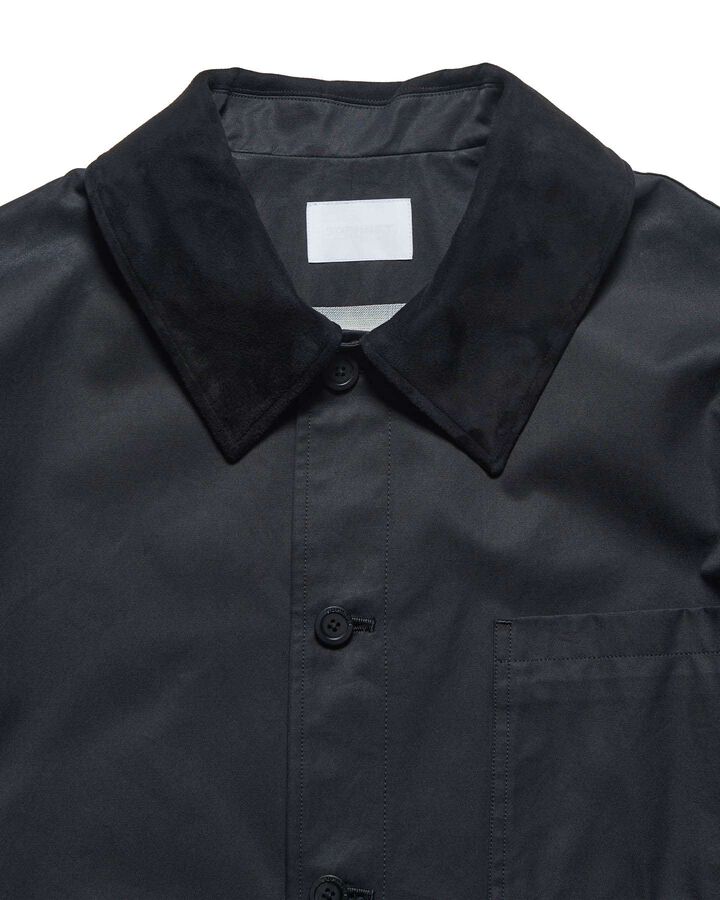LEATHER COLLAR COVERALL,BLACK, medium image number 2