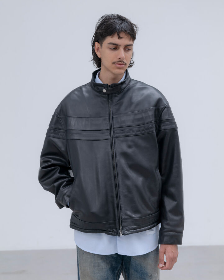 SINGLE BIKER JACKET,BLACK, medium image number 8