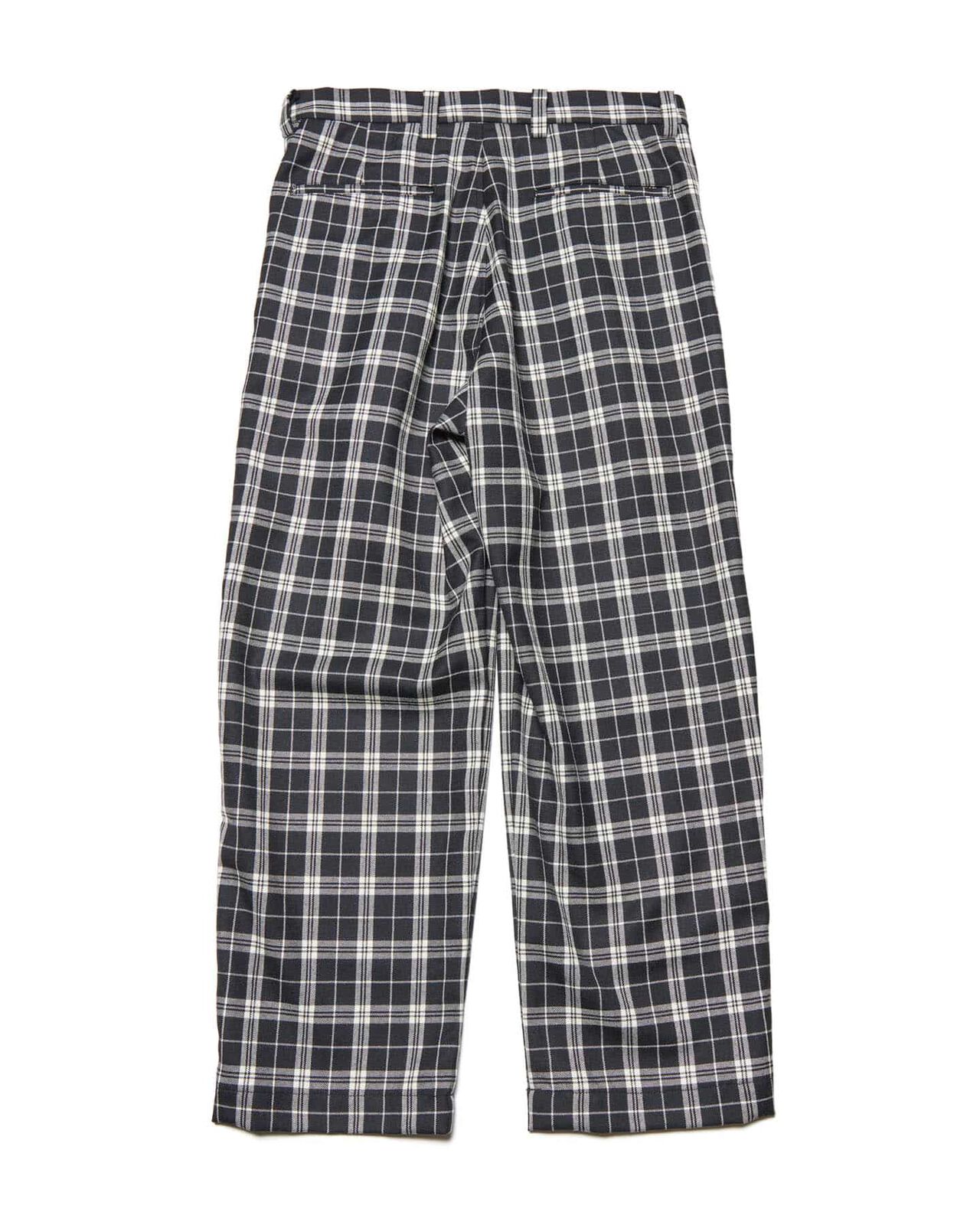 SAXONY WOOL CHECK RELAX-FIT TUCK SLACKS,A, large image number 1