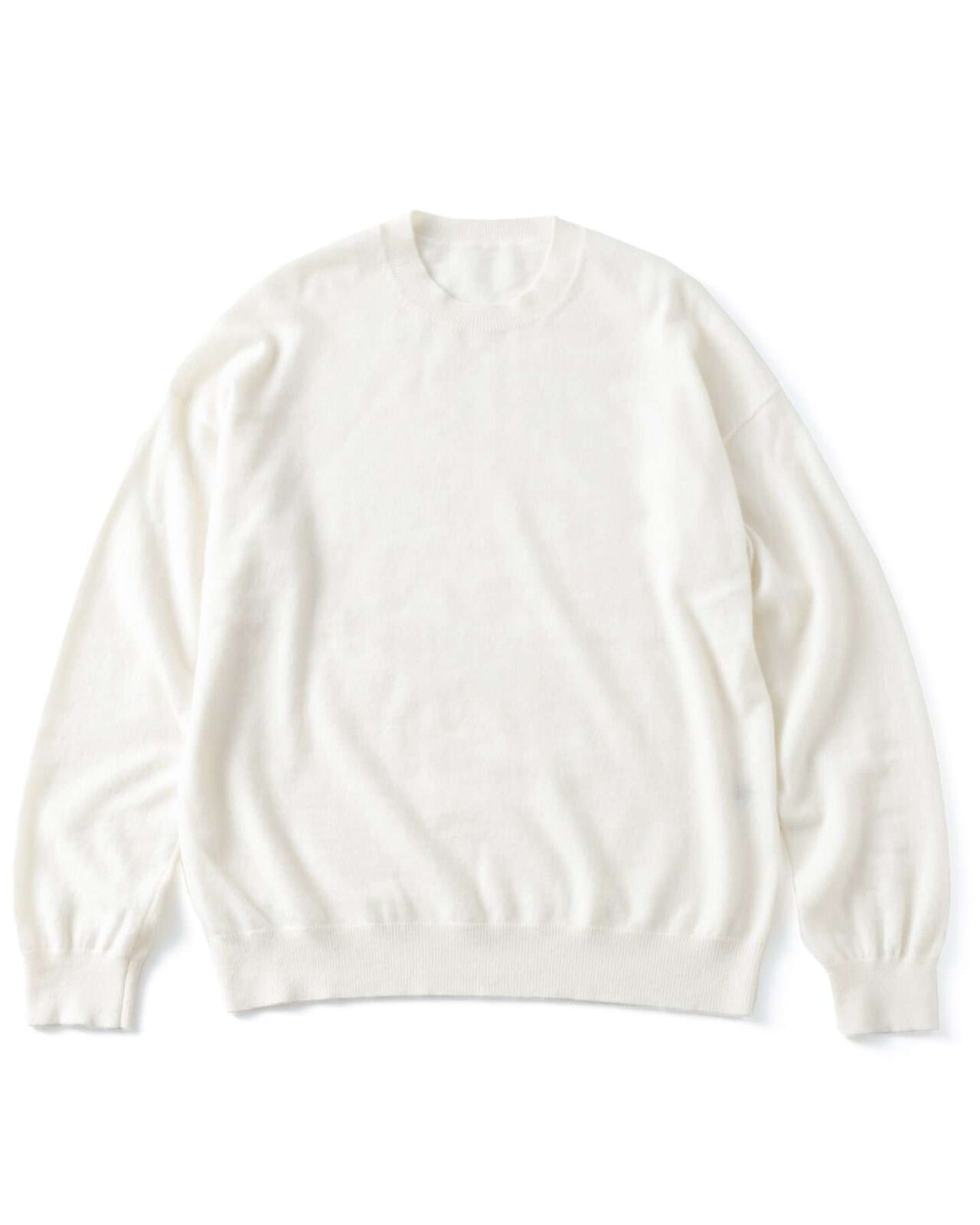 CASHMERE HIGH GAUGE CREWNECK KNIT,WHITE, large image number 0