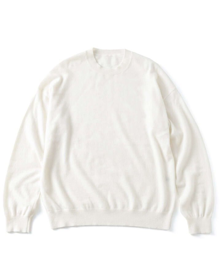 CASHMERE HIGH GAUGE CREWNECK KNIT,WHITE, medium