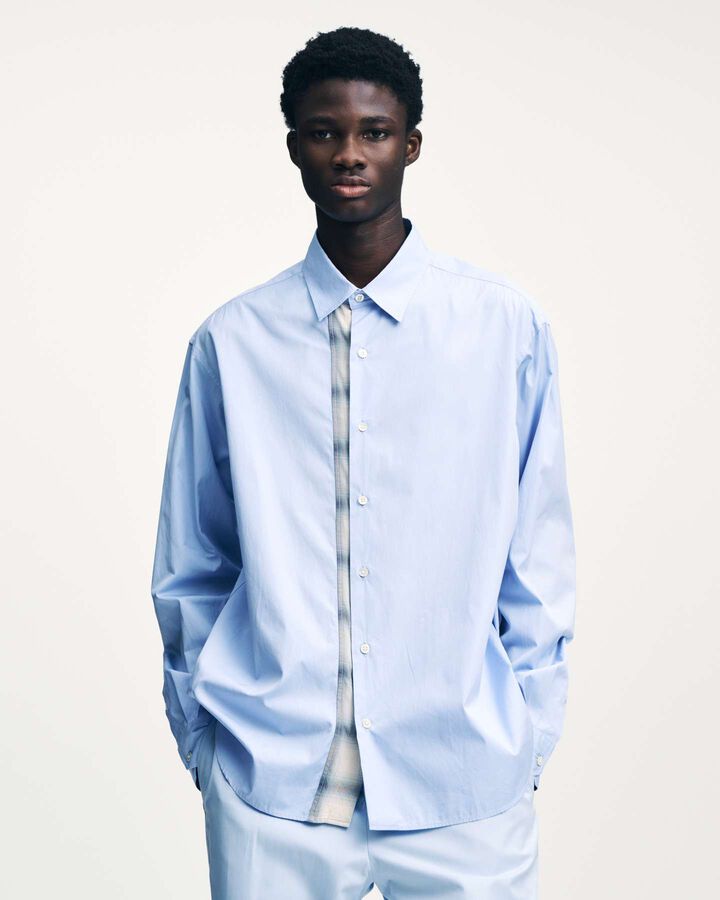 SUVIN GIZA SWITCHING RELAX-FIT SHIRT,BLACK, medium image number 5