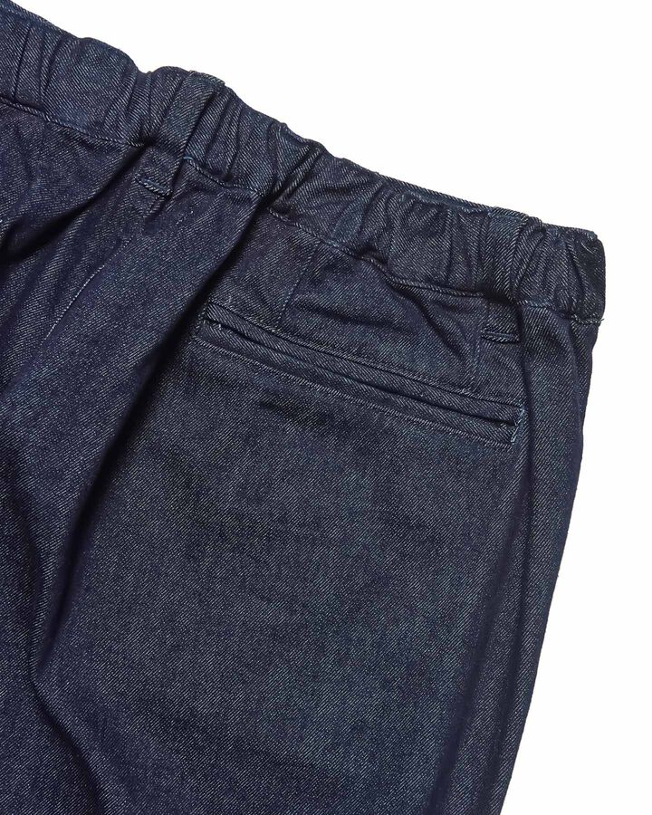 HIGH STRETCH DENIM HEM SHIRRING BAKER PANTS,INDIGO, medium image number 3