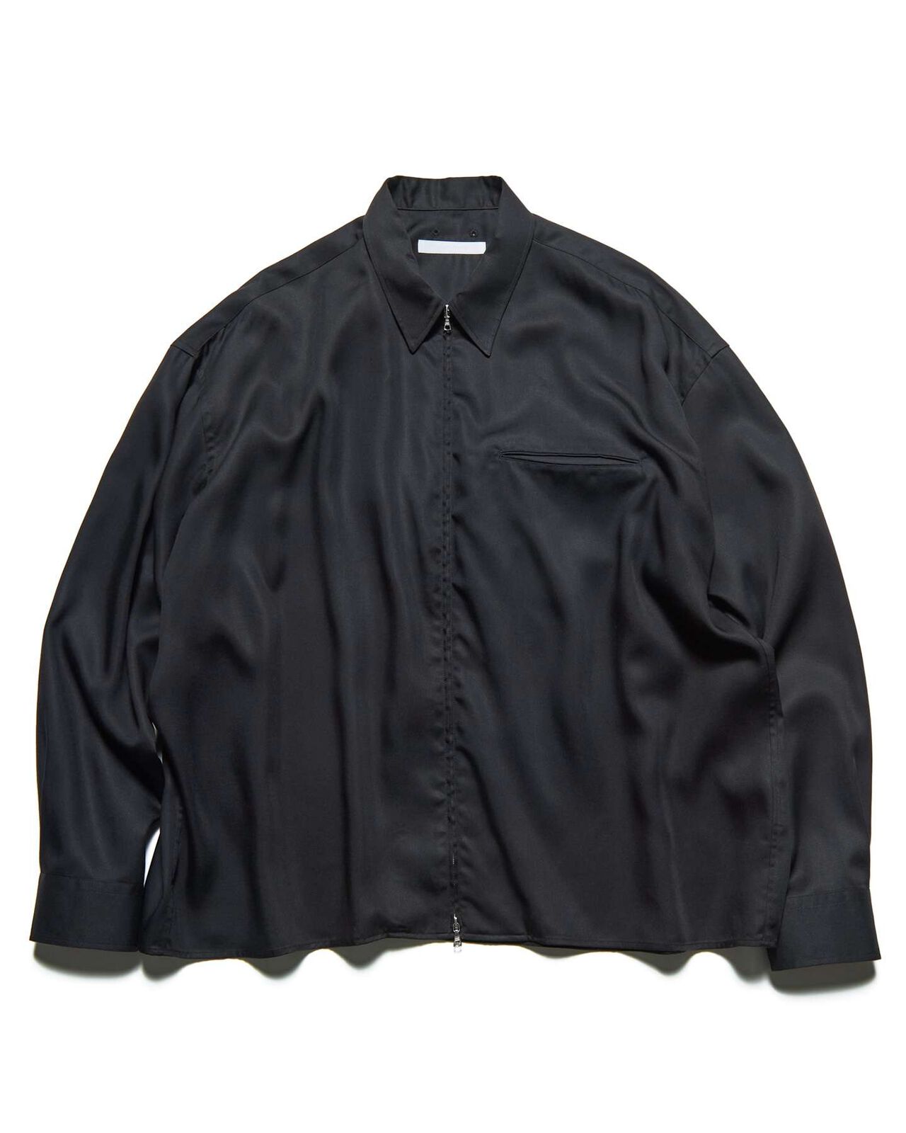 DRAPE ZIP-UP SHIRT,BLACK, large image number 0