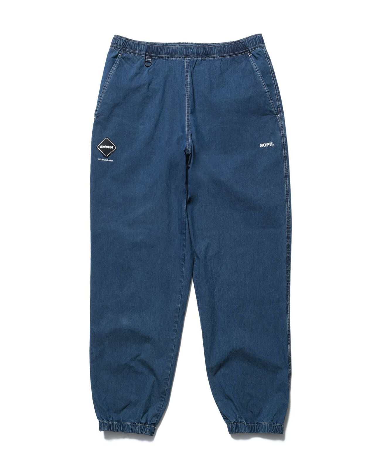 WASHED CRISP DENIM TRACK PANTS,INDIGO, large image number 0