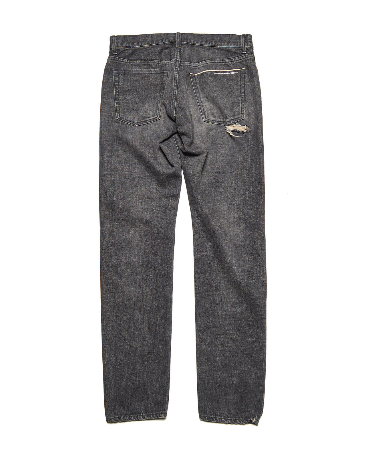 DAMAGED DENIM TAPERED-FIT JEANS,BLACK, large image number 1