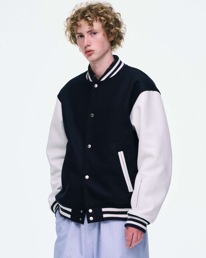 WOOL MELTON VARSITY JACKET,ORANGE, medium image number 5
