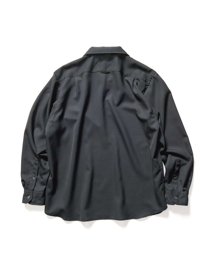 WOOL TWILL PULLOVER SHIRT,BLACK, medium image number 1