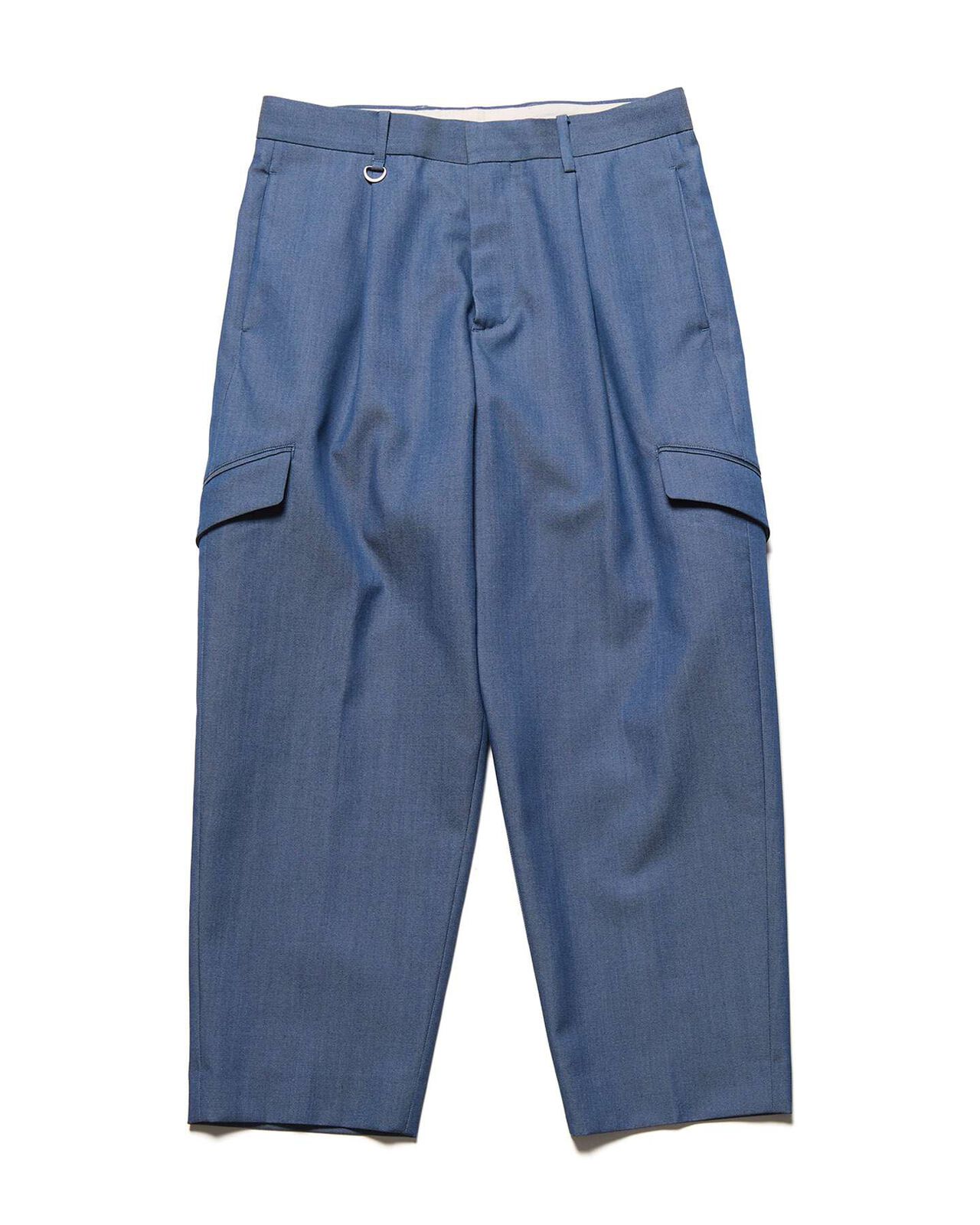 DENIM SIDE POCKET TAPERED CROPPED SLACKS,NAVY, large image number 0