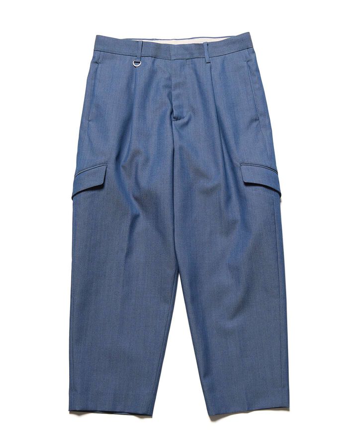 DENIM SIDE POCKET TAPERED CROPPED SLACKS,NAVY, medium