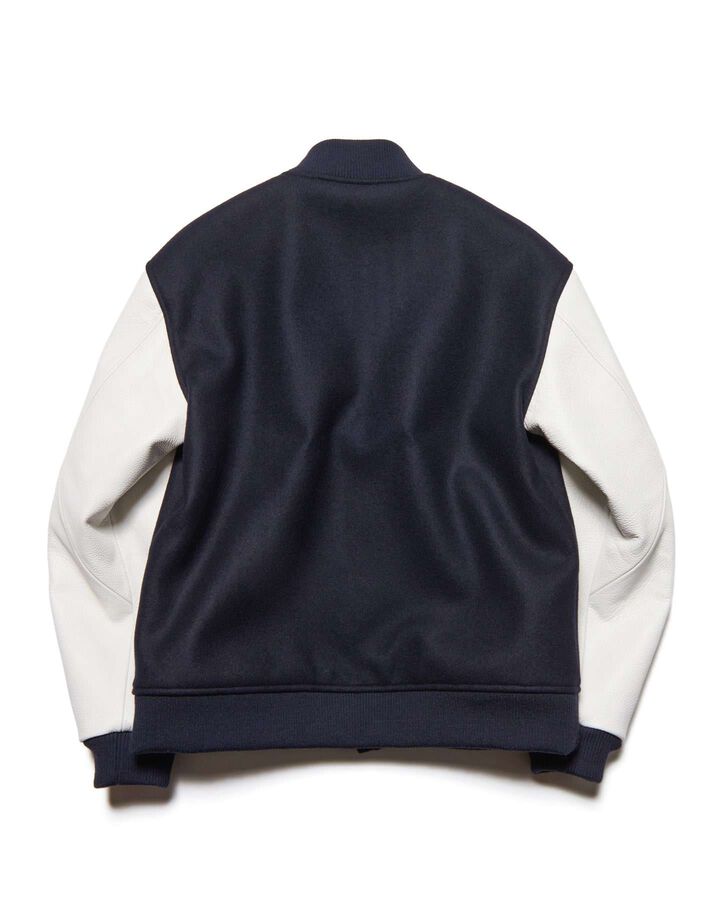 MELTON LAMBSWOOL VARSITY JACKET,NAVY, medium image number 1