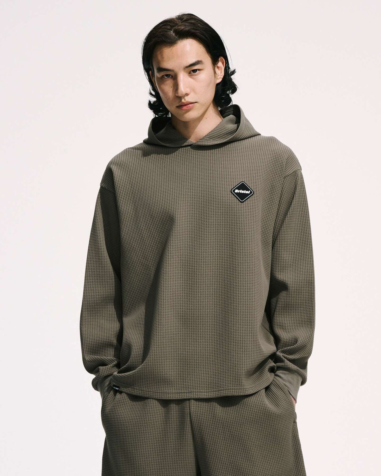 TECH WAFFLE LOUNGE HOODIE,GREIGE, large image number 5