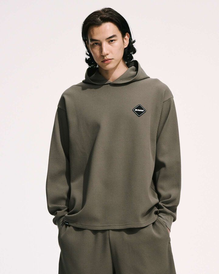 TECH WAFFLE LOUNGE HOODIE,GREIGE, medium image number 5