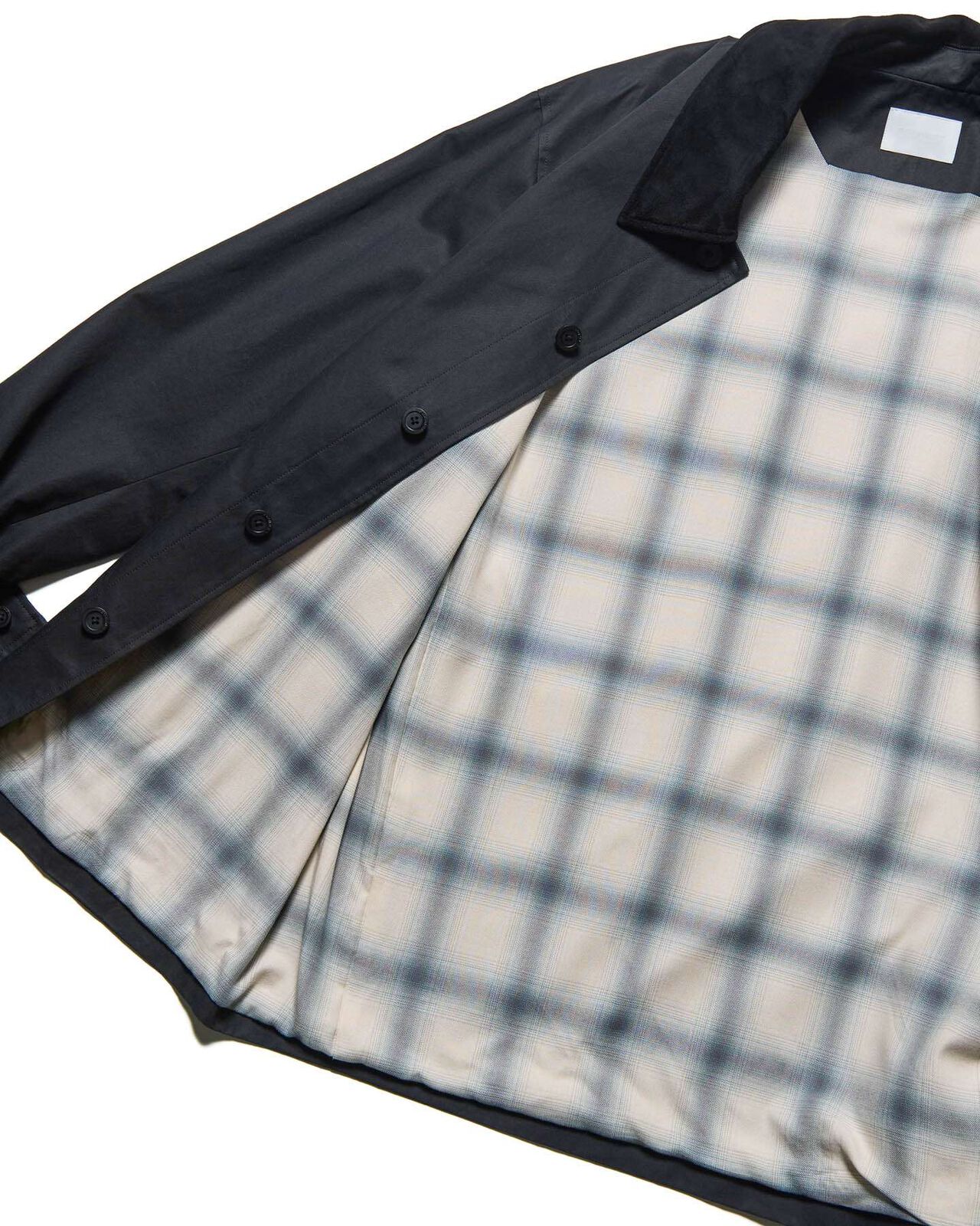 LEATHER COLLAR COVERALL,BLACK, large image number 3