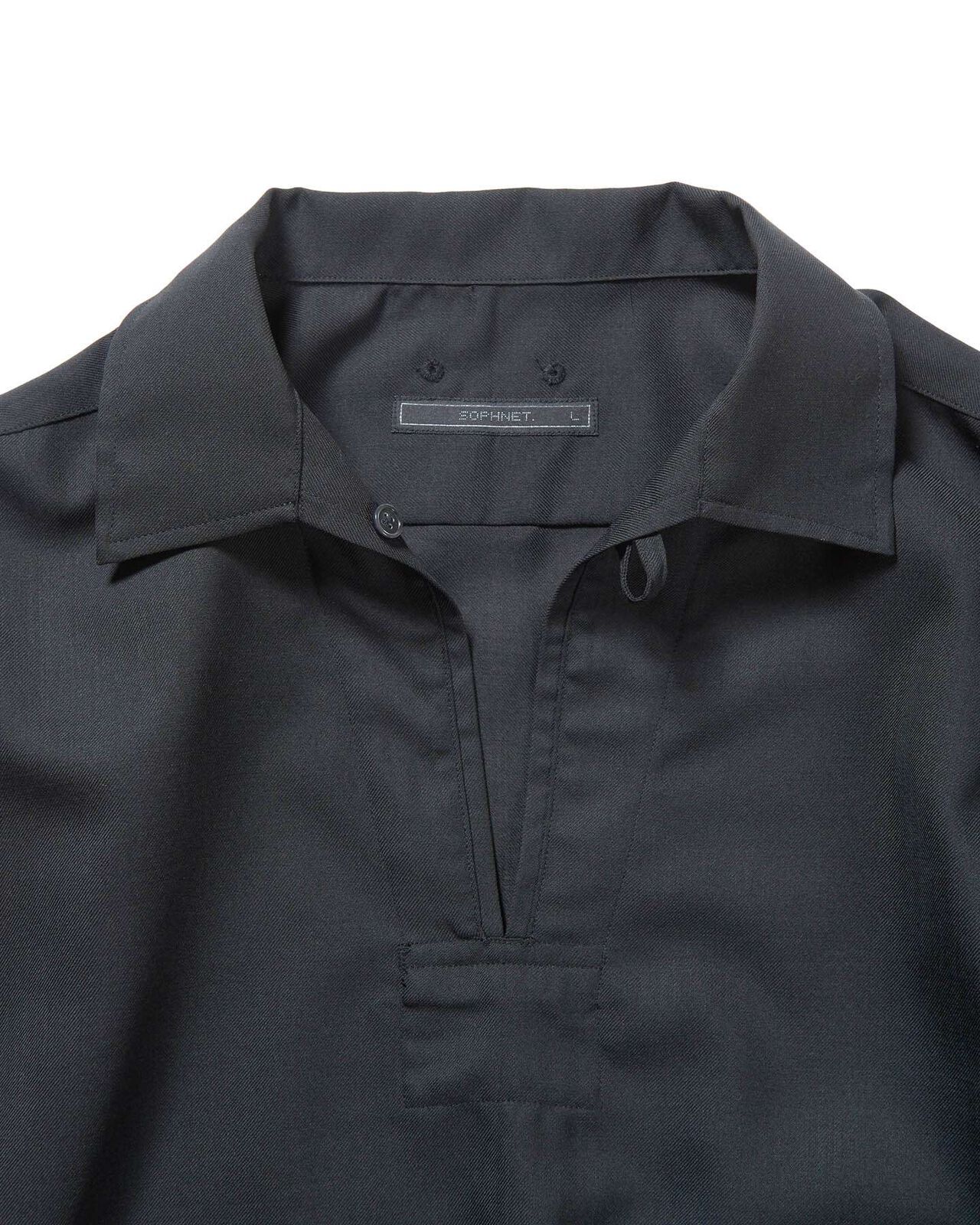 WOOL TWILL PULLOVER SHIRT,BLACK, large image number 2