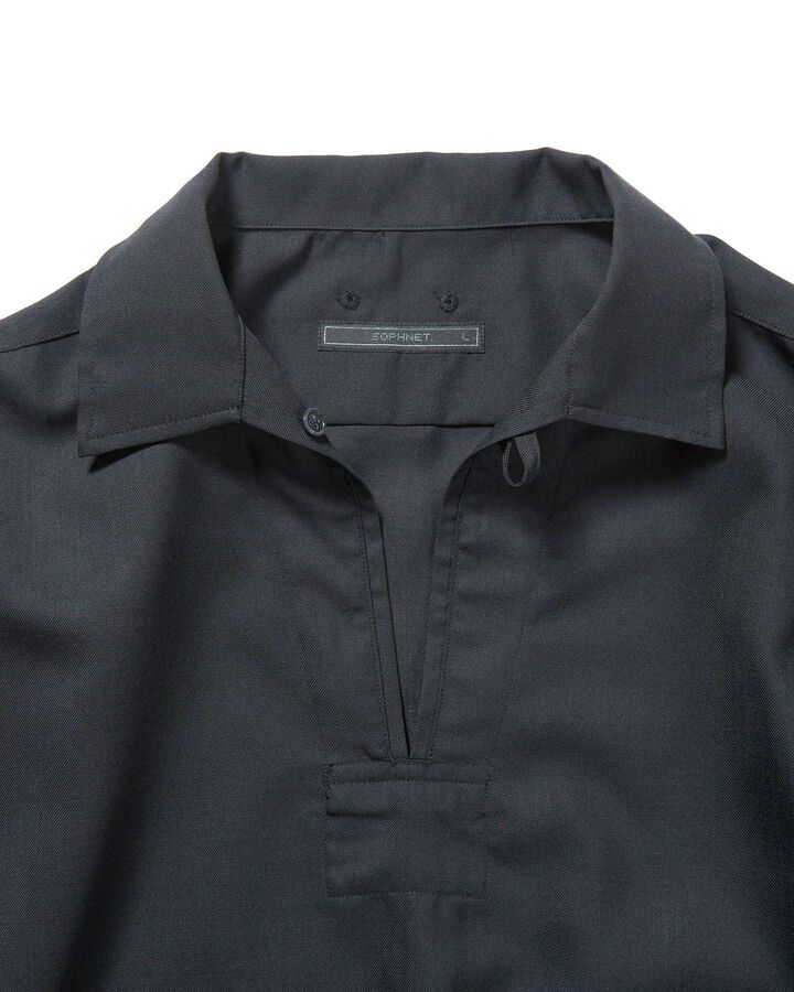 WOOL TWILL PULLOVER SHIRT,BLACK, medium image number 2