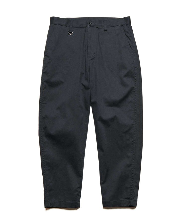COTTON STRETCH TWILL TAPERED CROPPED PANTS,BLACK, medium image number 0