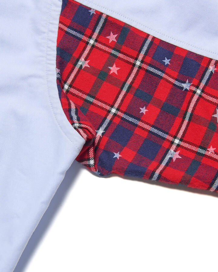 STAR PRINT CHECK PANELED B.D SHIRT,BLUE, medium image number 2